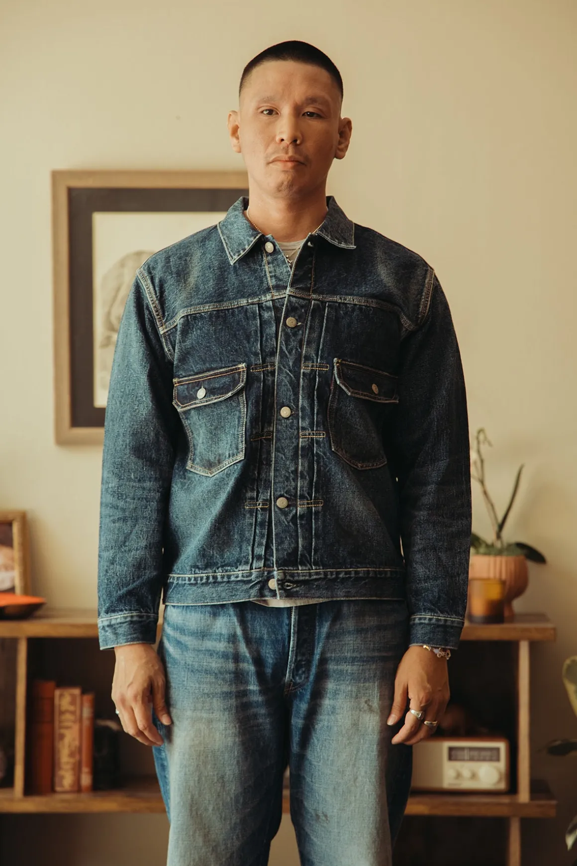 2050-2102 - "Fear of The Dark" Type 2 Denim Jacket - Indigo Blue