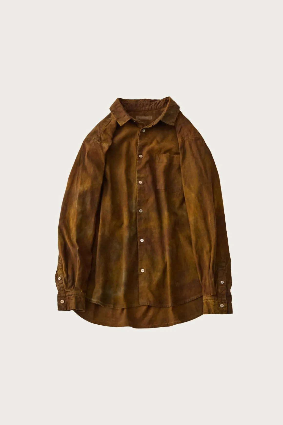 Brushed Uneven Dyed Regular Collar Shirt - Brown
