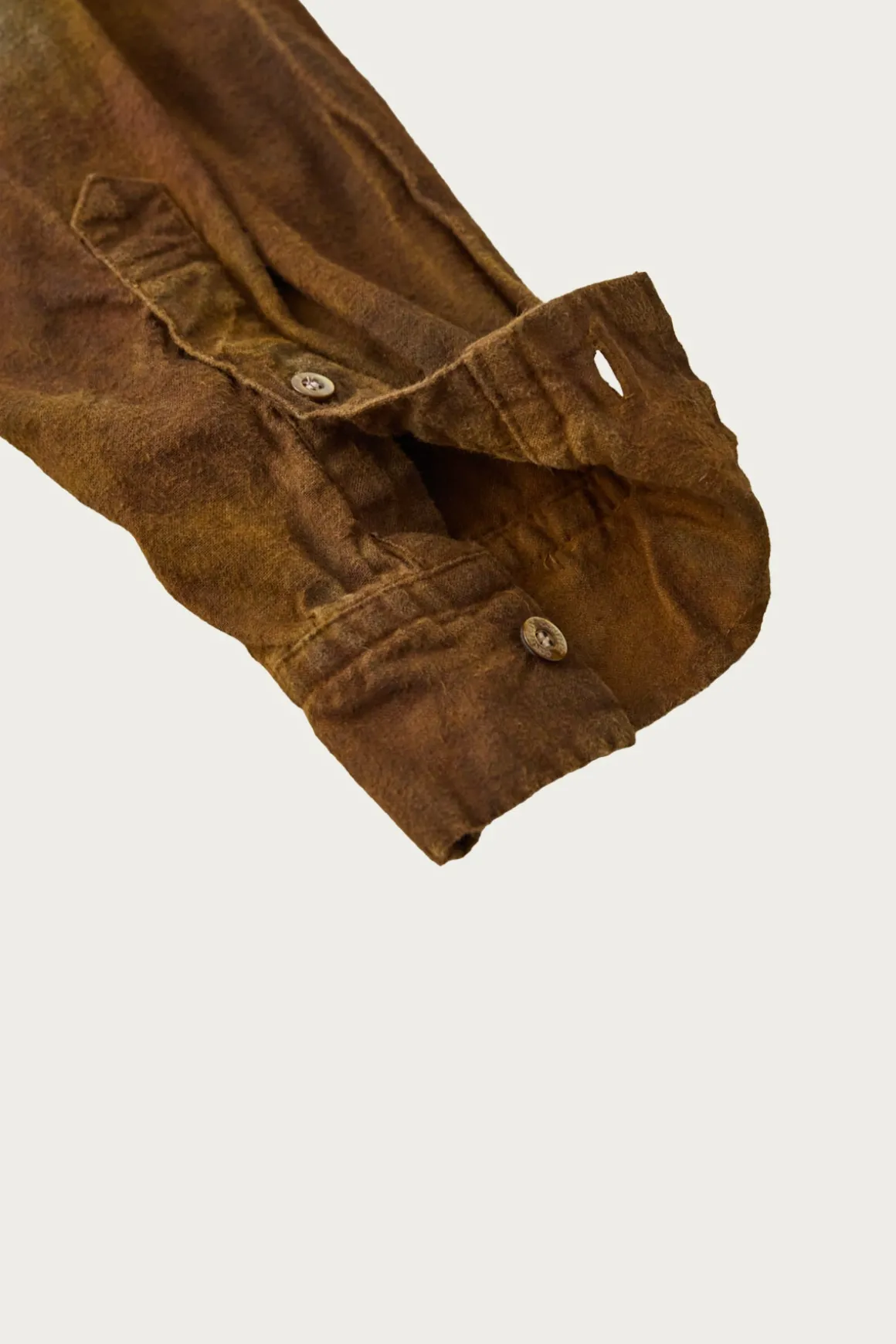 Brushed Uneven Dyed Regular Collar Shirt - Brown