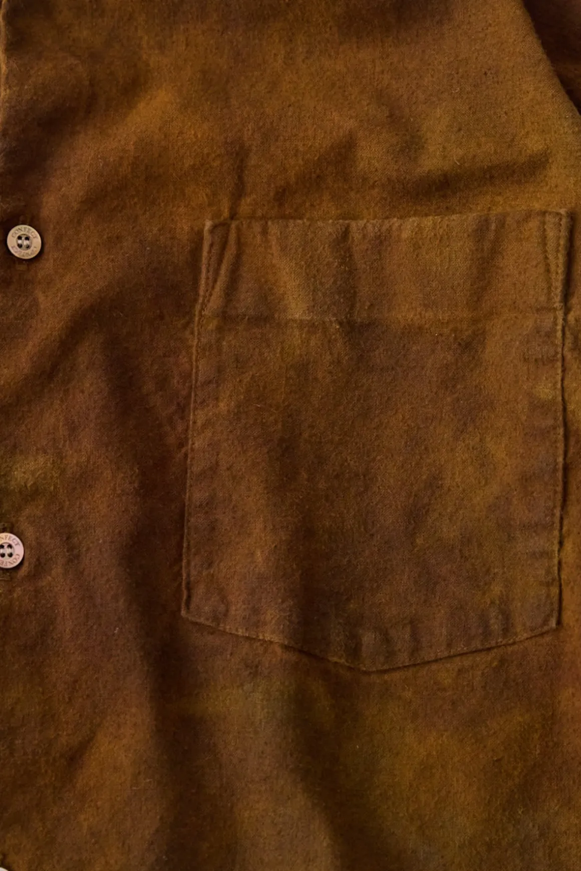 Brushed Uneven Dyed Regular Collar Shirt - Brown