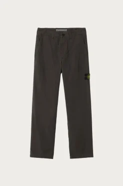 Canvas Weave Cotton Trousers - Lead Grey