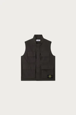 Canvas Weave Cotton Utility Vest - Washed Black