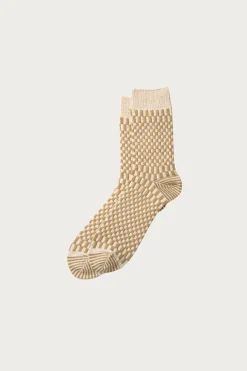 Checkerboard Pattern Socks - Khaki