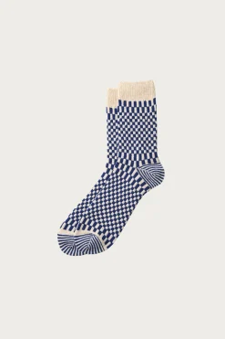 Checkerboard Pattern Socks - Blue