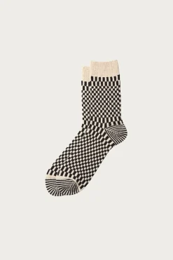 Checkerboard Pattern Socks - Black