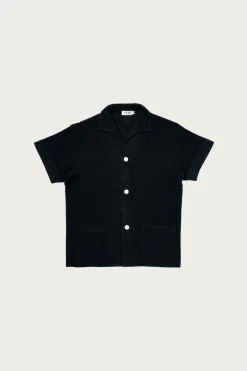 Cotton Pile Beach Shirt - Black