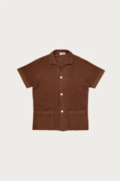 Cotton Pile Beach Shirt - Brown