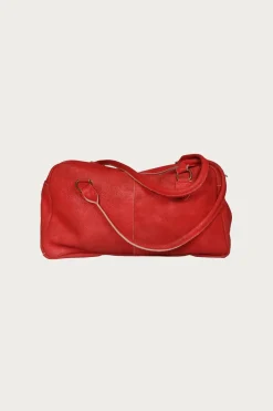 Crack Leather FARGO Bag (BONE PALM) - Red