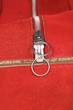 Crack Leather FARGO Bag (BONE PALM) - Red