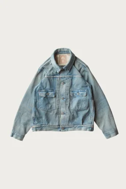 C.T.L. Neo Type 2nd Denim Jacket - Bengara (Indian Red) - Light Indigo
