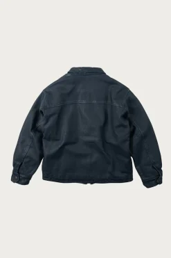 Destroyed Cowhide Leather Jacket - Washed Navy