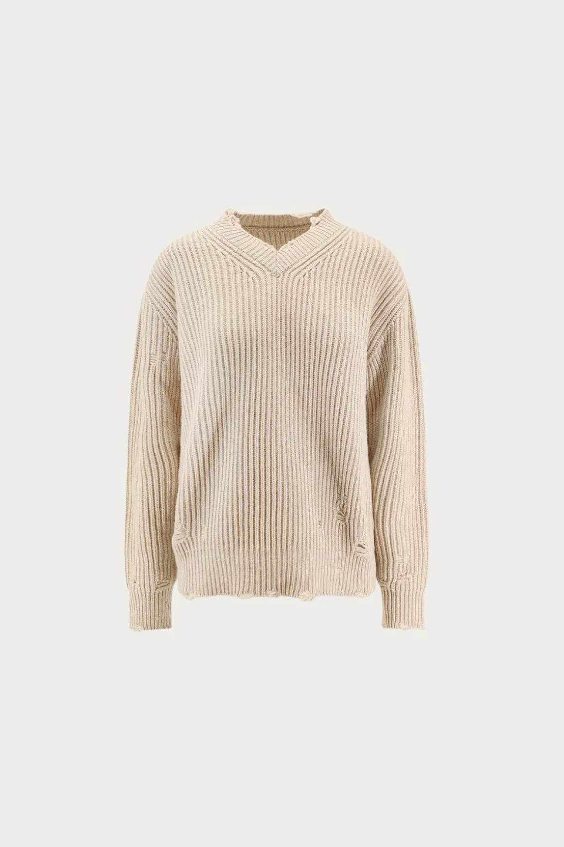Distressed V-Neck Sweater