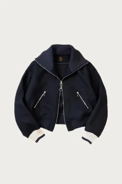 Flannel ZIP Beacon Blouson - Navy