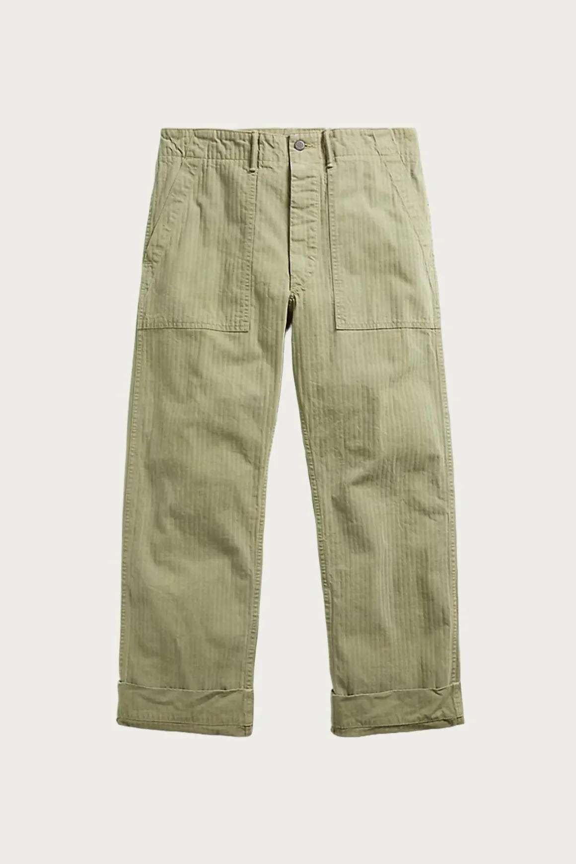 Flat Front Cotton Herringbone Army Utility Pant - Brewster Green