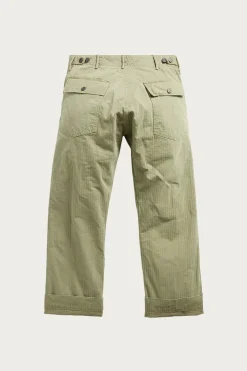Flat Front Cotton Herringbone Army Utility Pant - Brewster Green