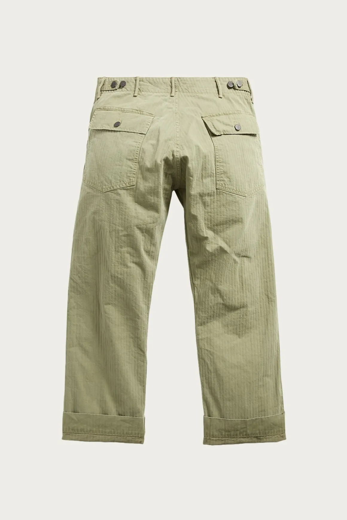 Flat Front Cotton Herringbone Army Utility Pant - Brewster Green