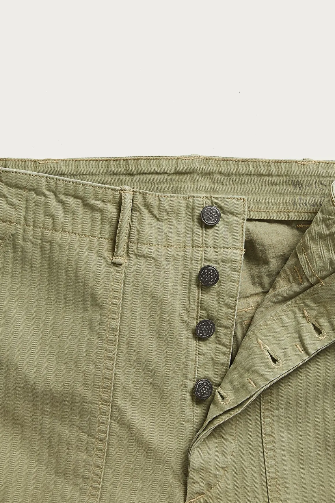 Flat Front Cotton Herringbone Army Utility Pant - Brewster Green