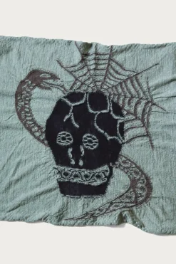 Fulling Wool Scarf COPTIC SKULL - Green