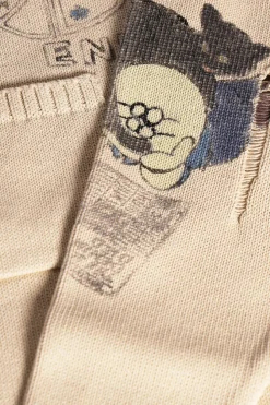 5G Cotton Knit Crew Sweater (Memorial Paint Model) - Natural