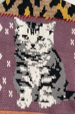 5G Cotton Knit Patchwork BIG Crew Sweater(Cat&Raven) - Mint