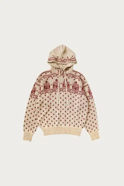 5G Jacquard Knit Hood Sweater - Red