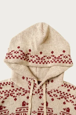 5G Jacquard Knit Hood Sweater - Red