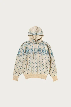 5G Jacquard Knit Hood Sweater - Sax