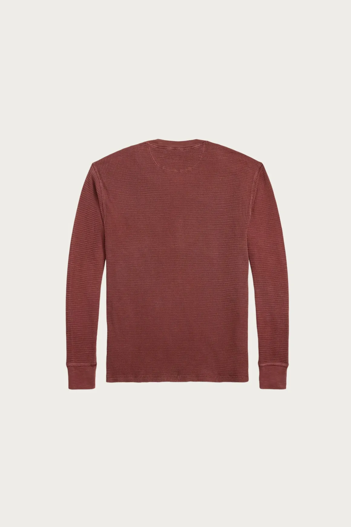 Garment-Dyed Waffle-Knit Henley Shirt - Wine