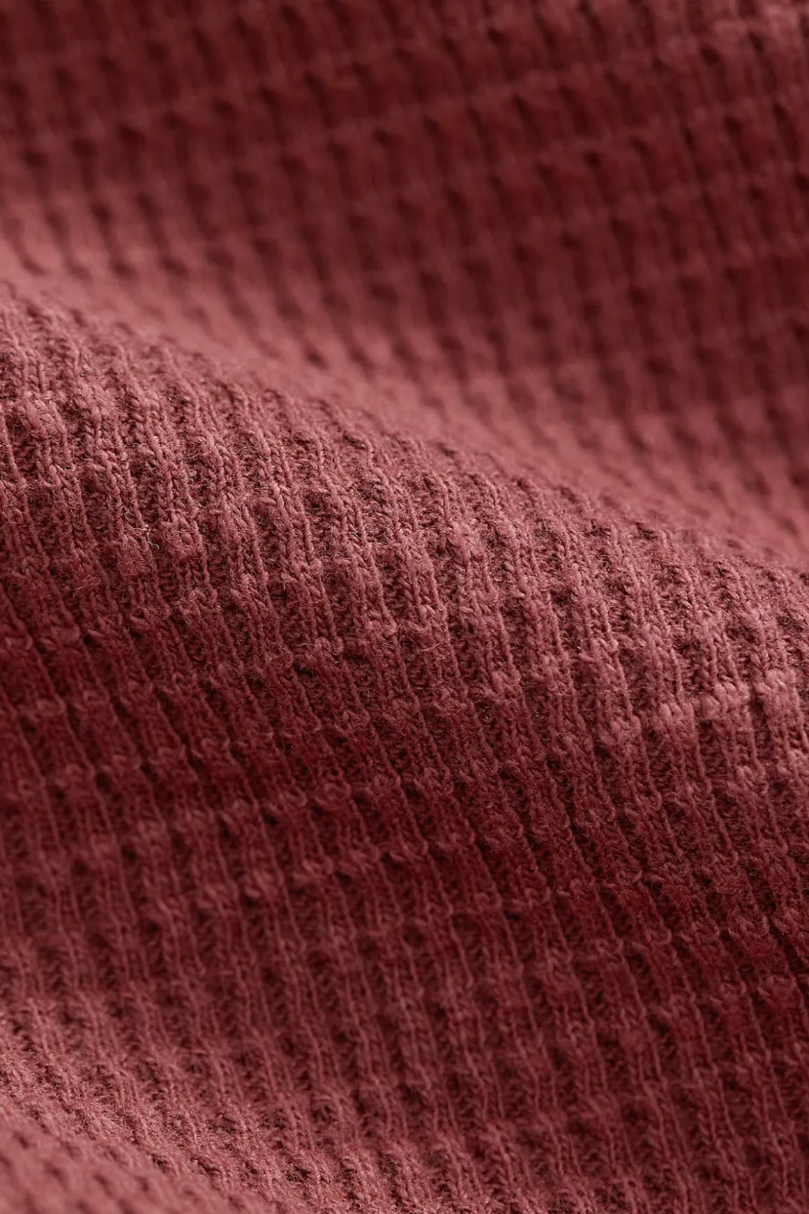 Garment-Dyed Waffle-Knit Henley Shirt - Wine