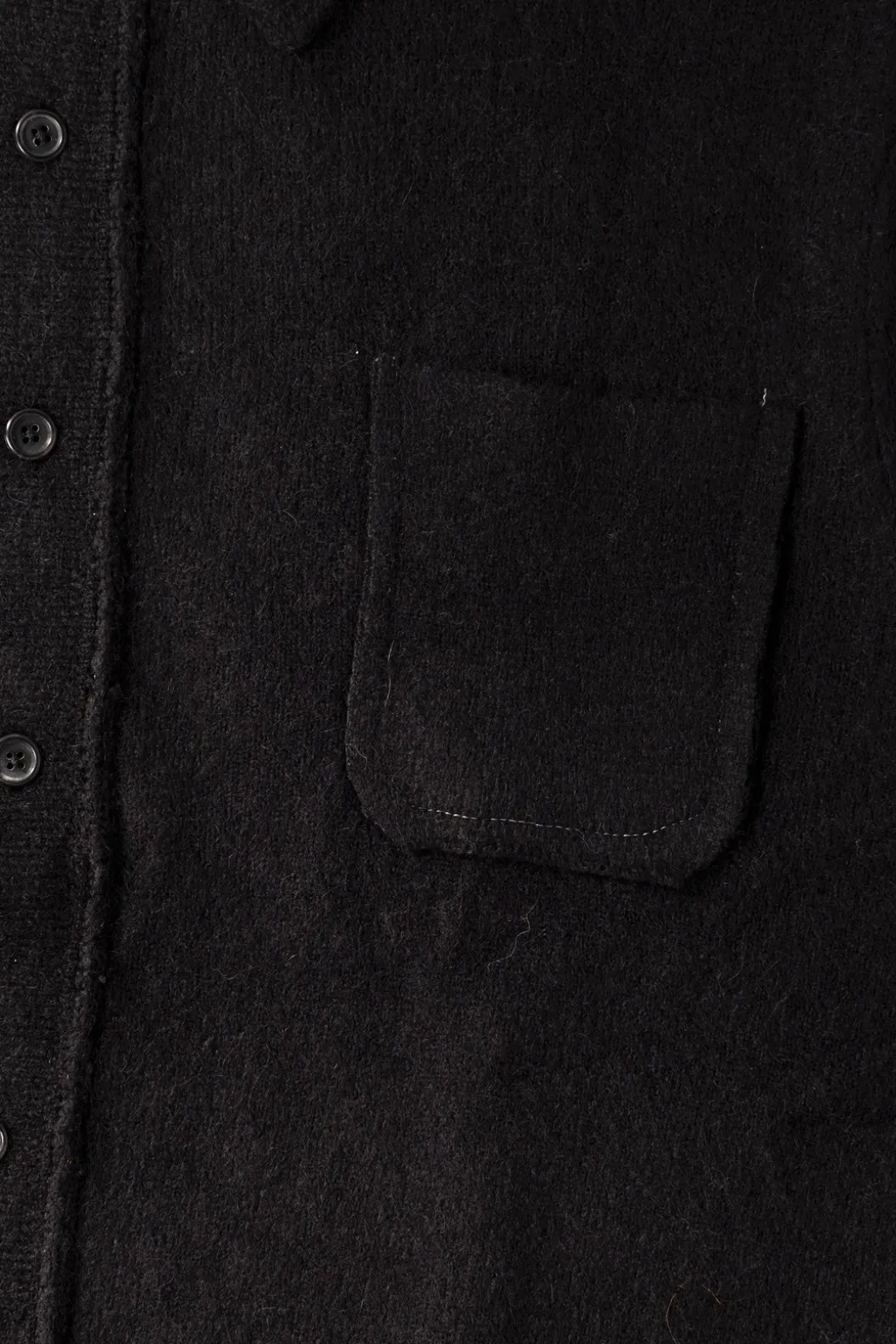 Hairy Cardigan - Black Alpaca Wool