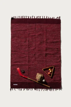 Handloomed Recycled Yarn Rug - Burgundy