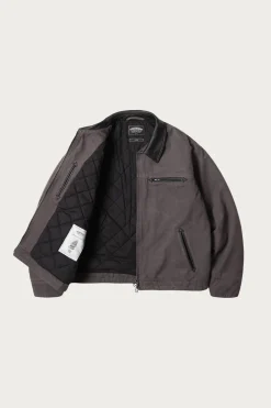 Heavy Canvas Destroyed Work Jacket - Mud