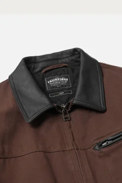 Heavy Canvas Destroyed Work Jacket - Brown