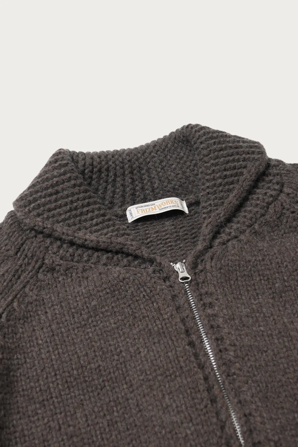 Heavy Cowichan Zipup Cardigan - Sephia