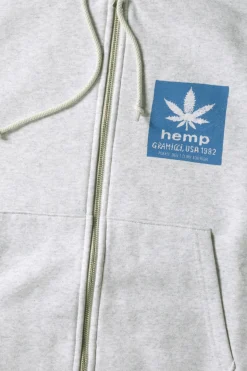 Hemp Zip Hooded Sweatshirt - Heather Ash