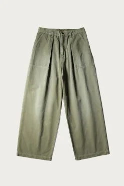 Herringbone FATIGUE Baggy Pants - Khaki