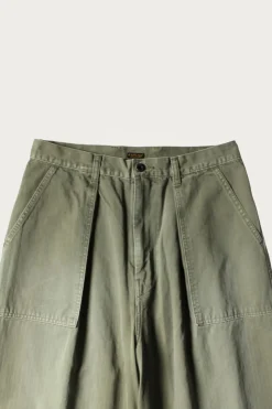 Herringbone FATIGUE Baggy Pants - Khaki