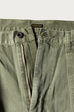 Herringbone FATIGUE Baggy Pants - Khaki