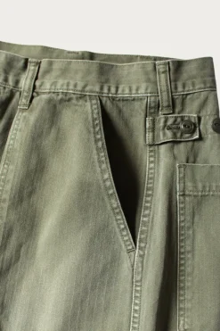 Herringbone FATIGUE Baggy Pants - Khaki