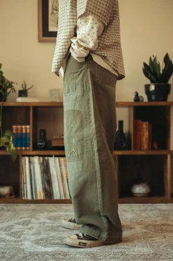 Herringbone FATIGUE Baggy Pants (RUSHFILED Remake) - Khaki