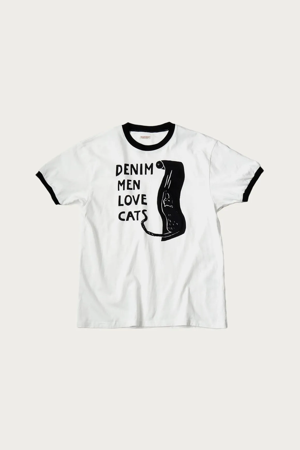 20/-Jersey Ringer T (DENIM MEN LOVE CATS SCRATCH) - White