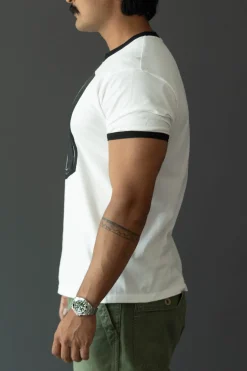 20/-Jersey Ringer T (DENIM MEN LOVE CATS SCRATCH) - White