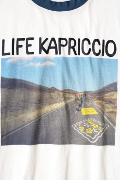 20/-Jersey RINGER T (LIFE KAPRICCIO ROAD SIGN PAINTER) - White