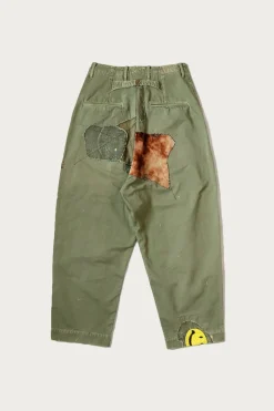 Katsuragi Cotton High Waist NIME Pants (Gypsy Patch Remake) - Khaki