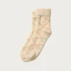 Merino Lambs Wool Room Socks "Beni Ouarain" - Ecru/Yellow