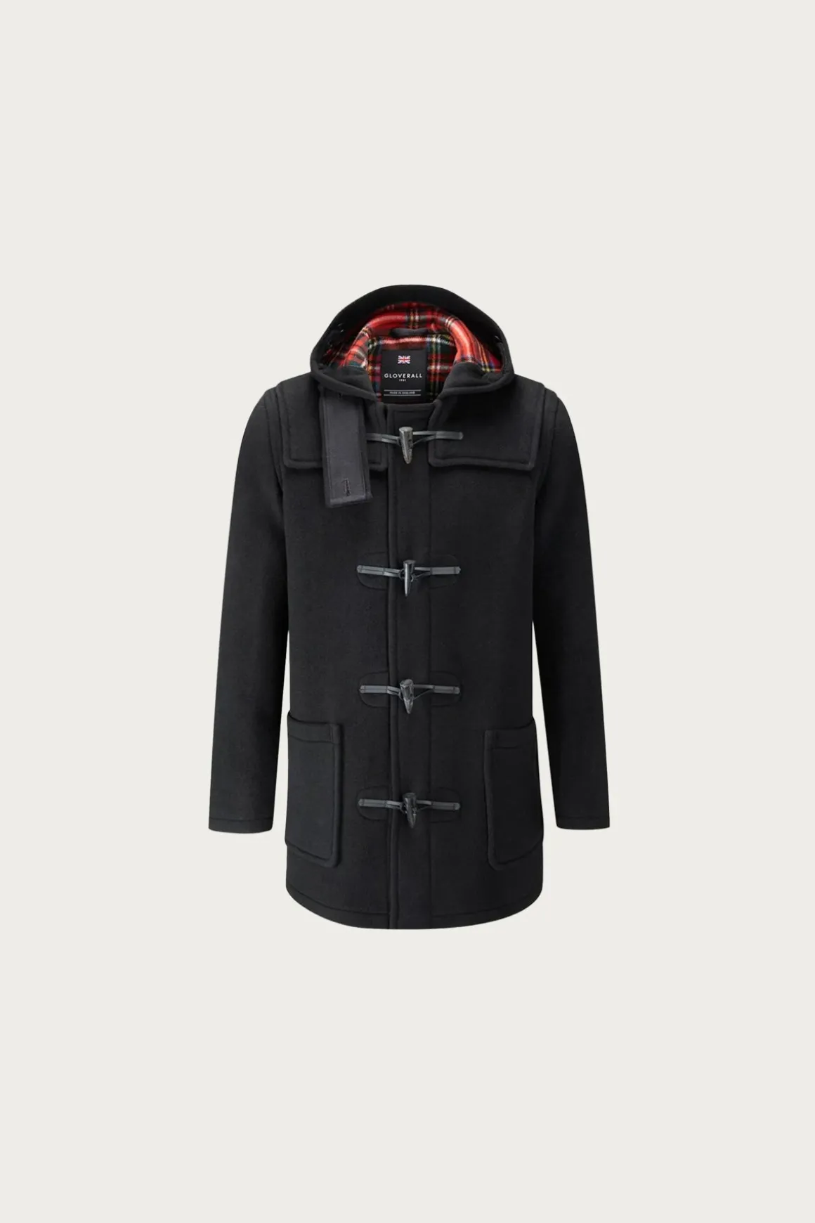 Mid-Length Morris Duffle Coat - Black Stewart