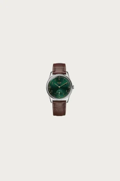 Old Smith 90-0001 - Green Dial/Silver Case/Brown Leather Strap