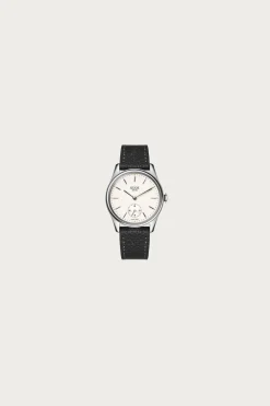 Old Smith 90-0001 - White Dial/Silver Case/Black Pebbled Leather Strap
