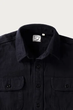 Organic Cotton Relax Fit Flannel Shirt - Navy