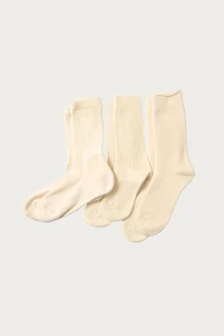 Organic Daily 3 Pack Crew Socks - Ecru